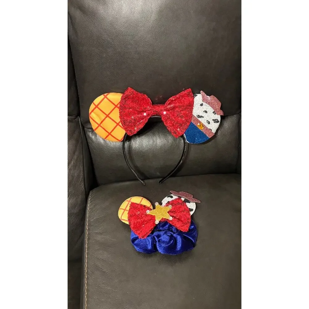 Toy Story inspired Woody Jessie red bow Ears headband and matching scrunchie set